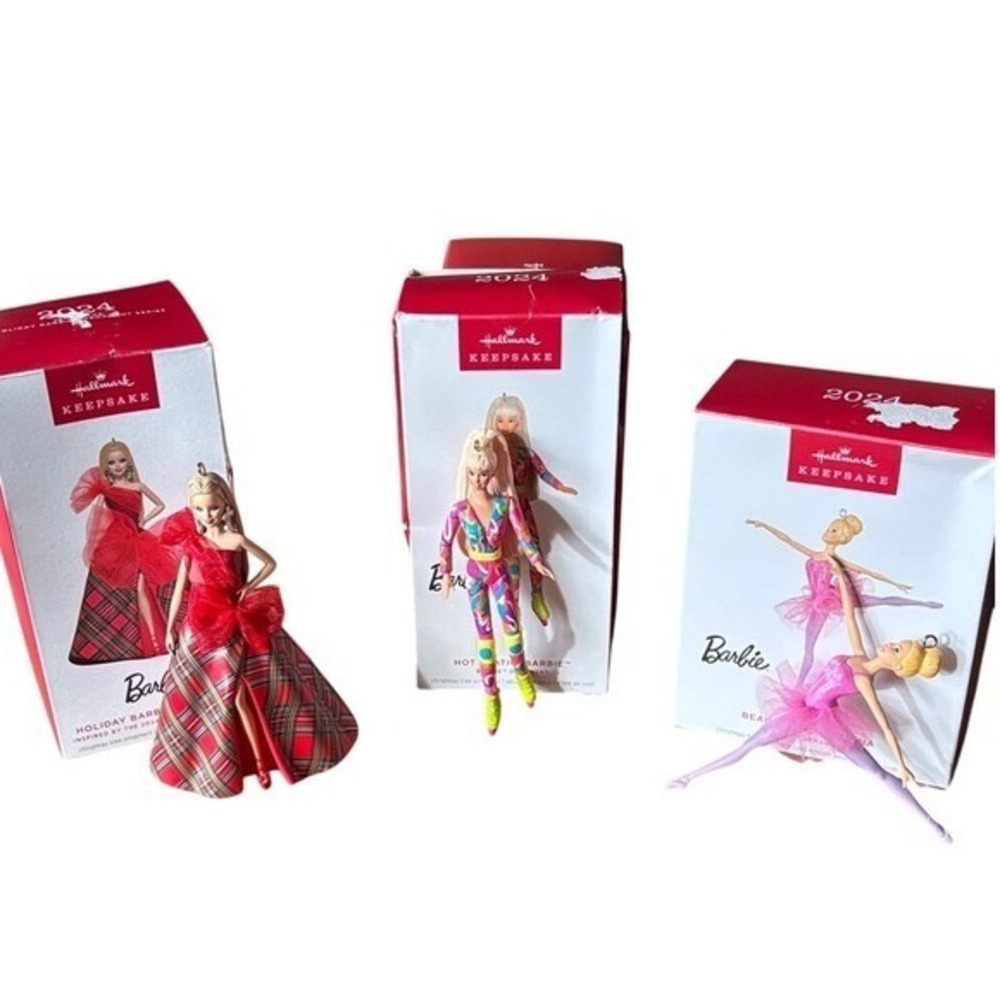 Hallmark 2024 Keepsake Holiday, Skatin, & Ballerina Barbie Ornaments NIB